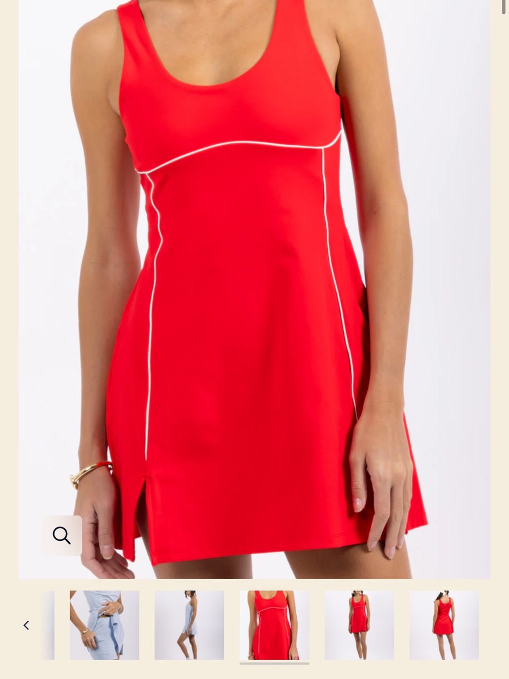Red Sleeveless A-Line Dress with Contrast Piping